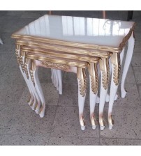 Masifart Plum Lükens Oymalı Zigon Sehpa Gold Eskitme